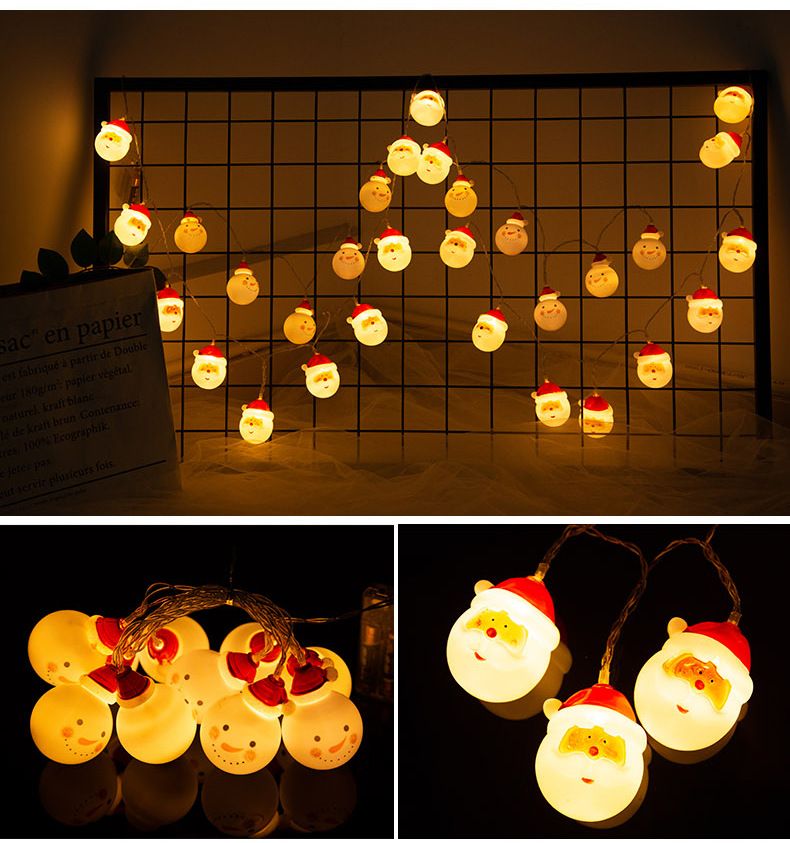 Feestelijke LED-kerstverlichting met kerstman- en sneeuwpopdecoraties - werkt op batterijen/USB, heeft meerdere kleuren en knippert voor feestelijke decoratie in huis_voghion.com