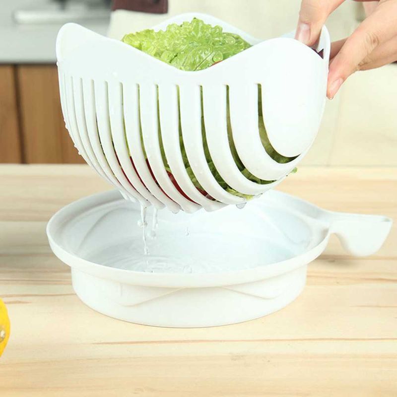 2Pcs Salad Cutter Cutting Bowl Cutting Vegetables Slice Cutting Fruit Salad Divider Dicing Cutter Artifact Tool Multi-function Cutter_voghion.com
