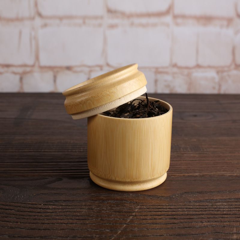 Bamboo Tea Container Box  Portable Wake Up Tea Box Travel Food Storage Candy Jar  for Tea Coffee Beans Nuts Spices_voghion.com