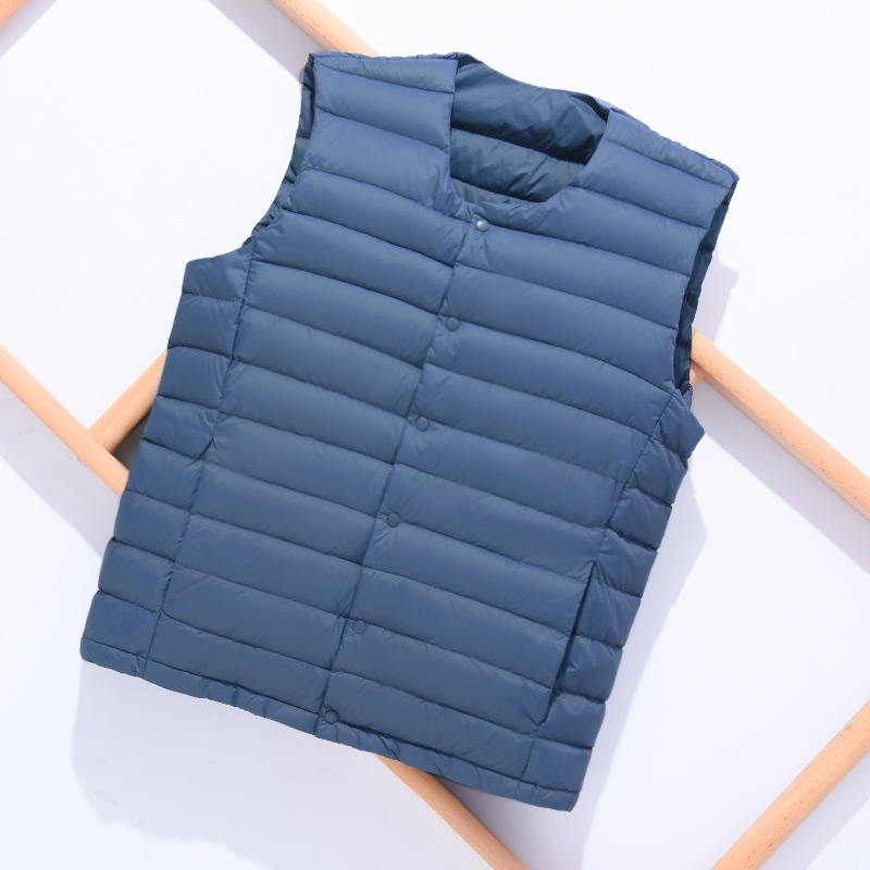 Off-Season New Men's Lightweight Down Jacket Stand Collar Coat Youth Plus Size Sleeveless Vest_voghion.com