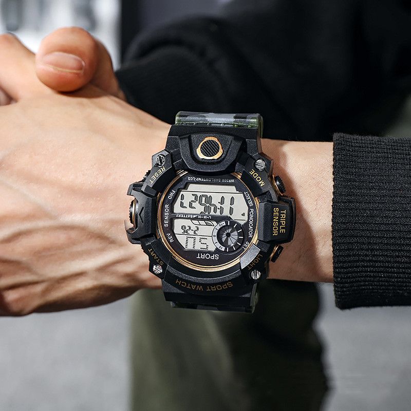 Orologio elettronico da esterno elegante e semplice da uomo per adulti, grande quadrante, multifunzione, luminoso, con allarme, orologio sportivo_voghion.com
