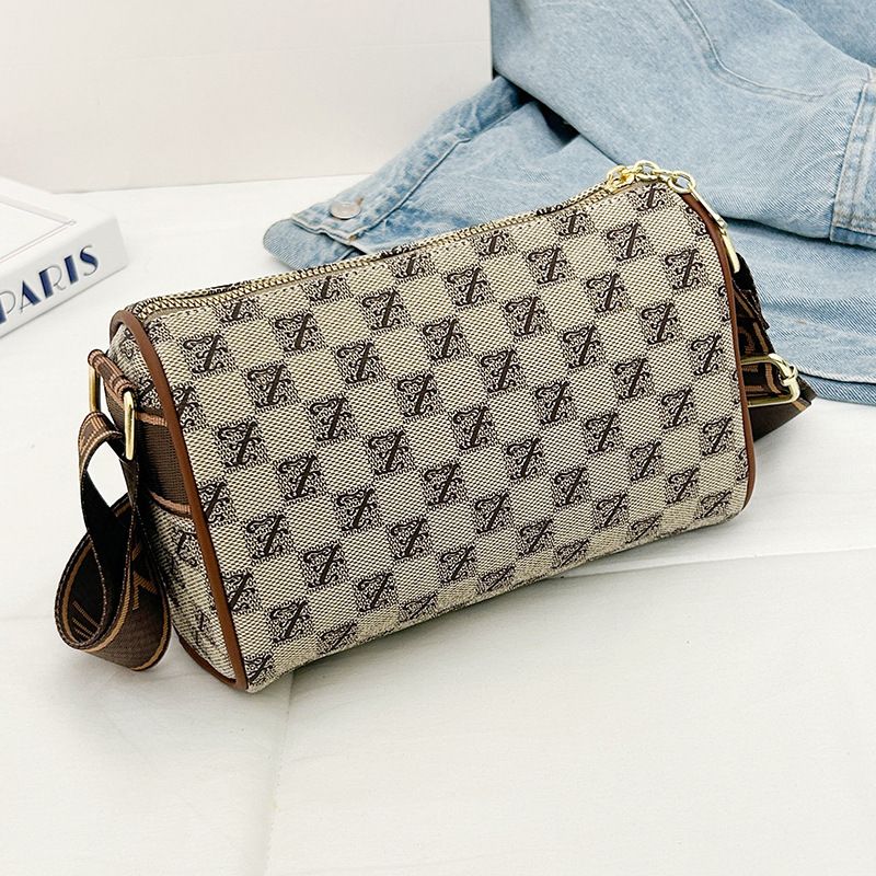 Sac bandoulière rétro à carreaux avec large bandoulière - Petit sac carré polyvalent en PU pour femme, tendance et léger._voghion.com