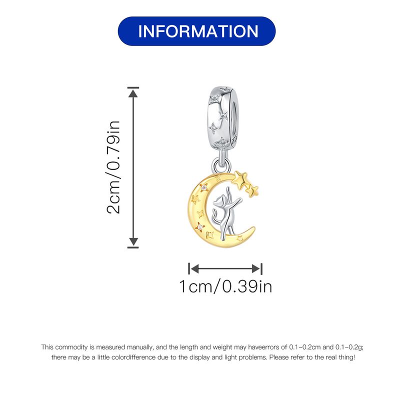 Bijoux pour femmes en argent sterling 925 avec perles, bracelet, collier, accessoires de bracelet, pendentif lumineux en forme d'étoile et de lune_voghion.com