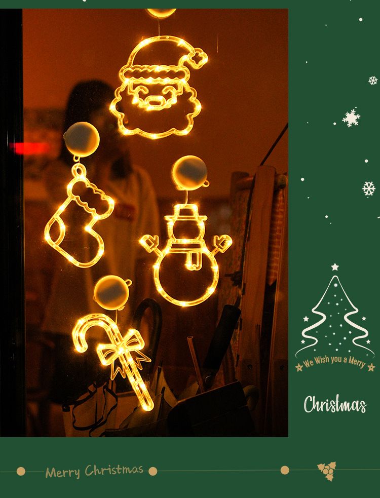 Decoraciones navideñas con luces LED: Papá Noel, campanas, copos de nieve, estrellas y más para decorar fiestas navideñas en casa._voghion.com