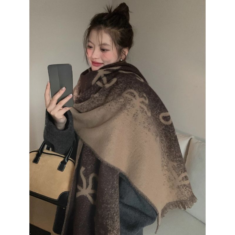 Thickened Bow-Knit Women's 2025 Fall/Winter New Warm Scarf Shawl_voghion.com