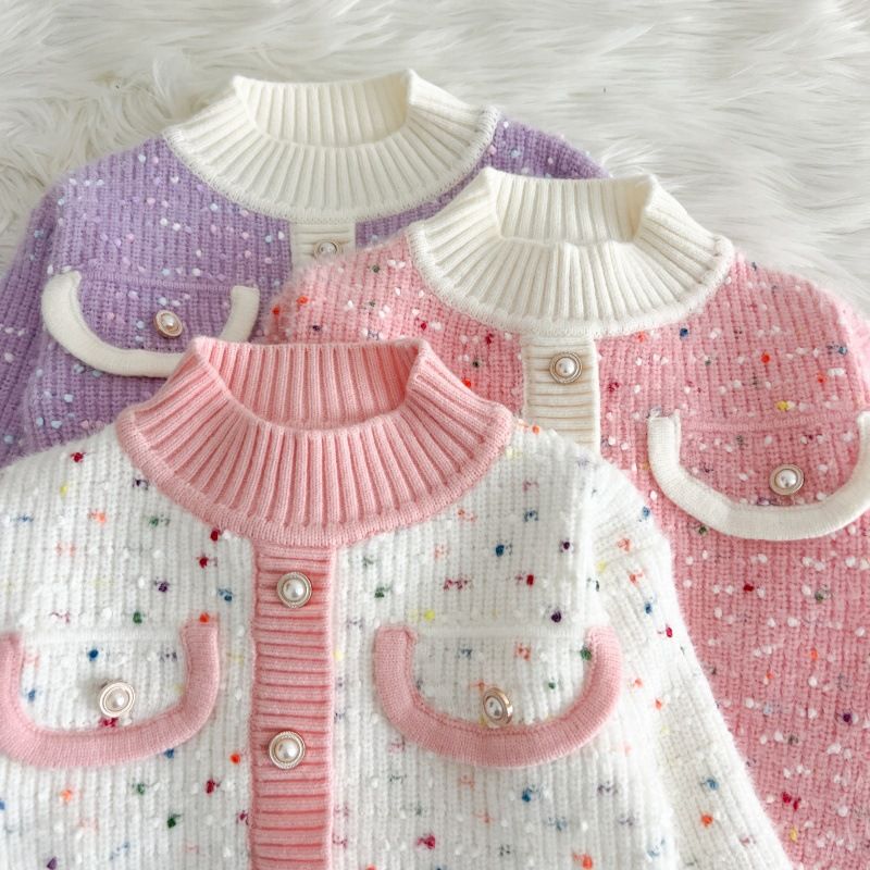 Mädchen Pullover Dicken Neuen Stil Oberbekleidung Kleine Duft Stil Koreanische Version Strickjacke Puffy Rock Süße Gestrickte Pullover Mädchen Kinder_voghion.com