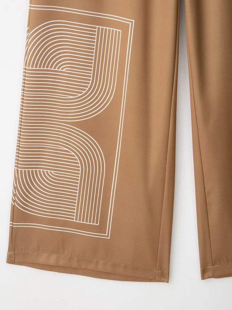 Geometric Print Women's Shirt & Casual Pants Set – Trendy Streetwear Outfit (XS-L) | Lightweight Polyester For Fall_voghion.com