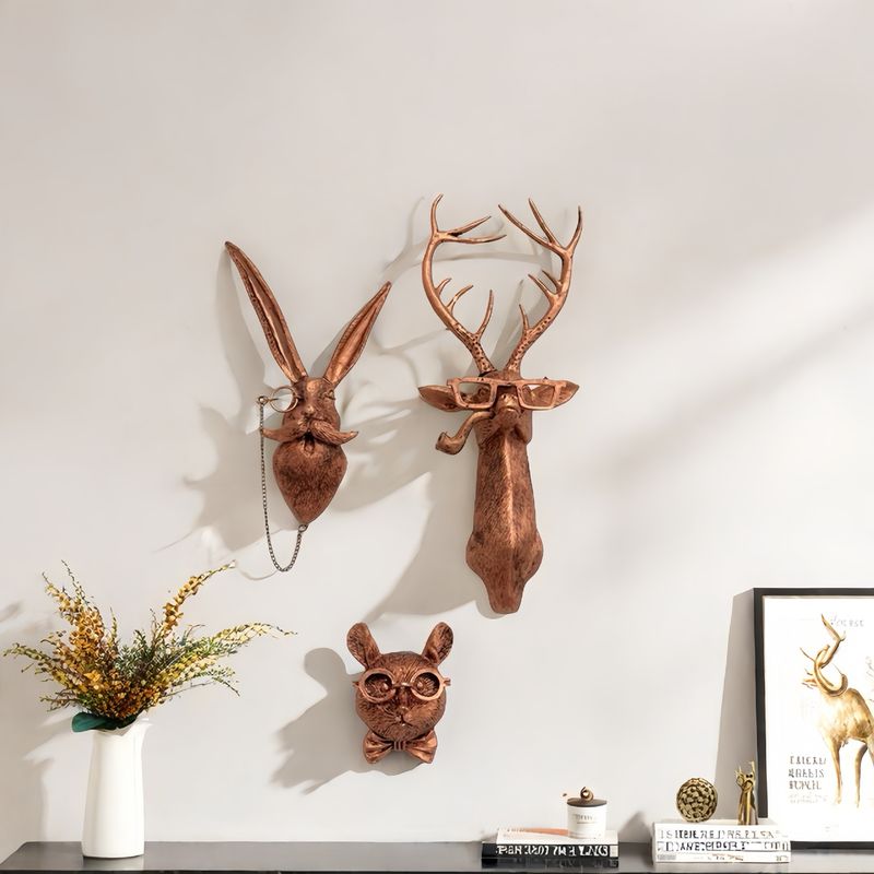 Hot Style Home Schlafzimmer Wohnzimmer Kupfer Fünfteiliges Set Tier Wandbehang Innenkamin Büro Harz_voghion.com