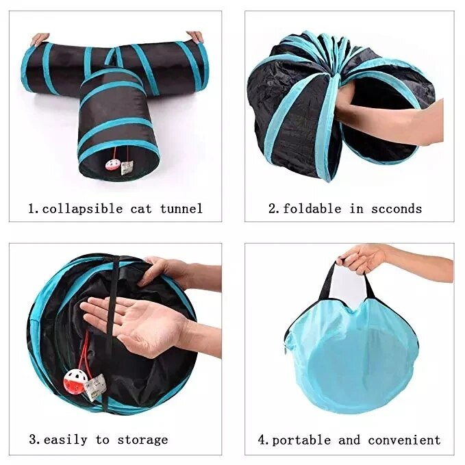 Cat Tunnel Foldable Pet Tunnel Play Funny tent many Holes Kitten Rabbit outdoor Indoor Training Play Tube Cat Dog Game Pipe_voghion.com