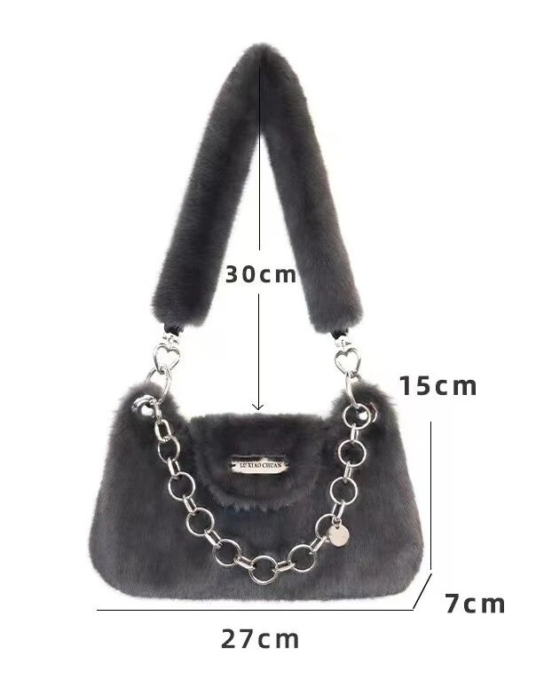 Y2K filles épicées haute qualité aisselles croix corps chaîne décontracté mignon sac en peluche fille_voghion.com