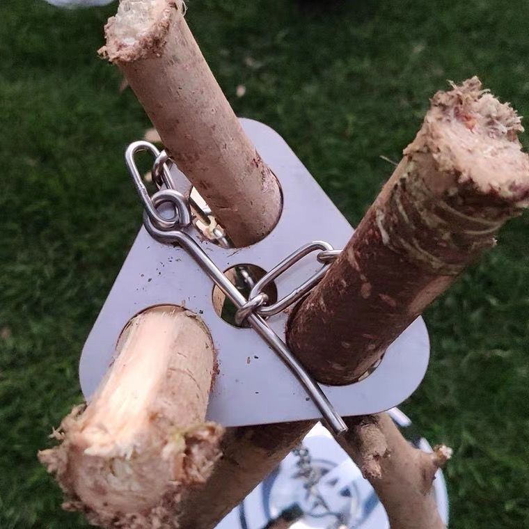 Supporto per pentola triangolare portatile da campeggio all'aperto, supporto per barbecue, gancio multifunzionale per picnic, anello da appendere, 148 g_voghion.com