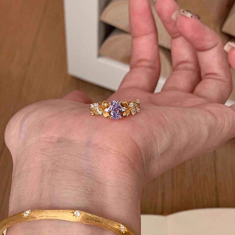 Hochwertiger, gebürsteter Kugel-Nischenring im Vintage-Stil, leichter, luxuriöser, vielseitiger, stapelbarer Ring für Damen_voghion.com