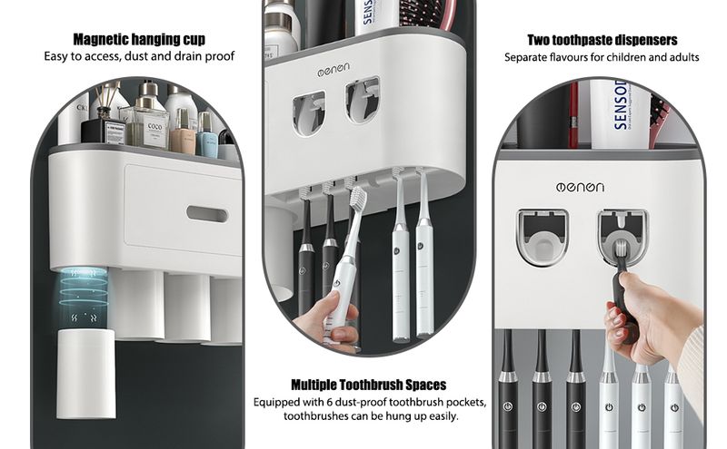 Smart Wall Dual Holder - 6 Slots Magnetic Cups_voghion.com