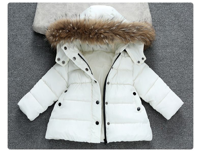 "Kinder Winterjacke – Dicker Baumwoll-Wattierungsmantel mit Pelzkragen (80-140cm) – Weiß/Rot/Schwarz"_voghion.com