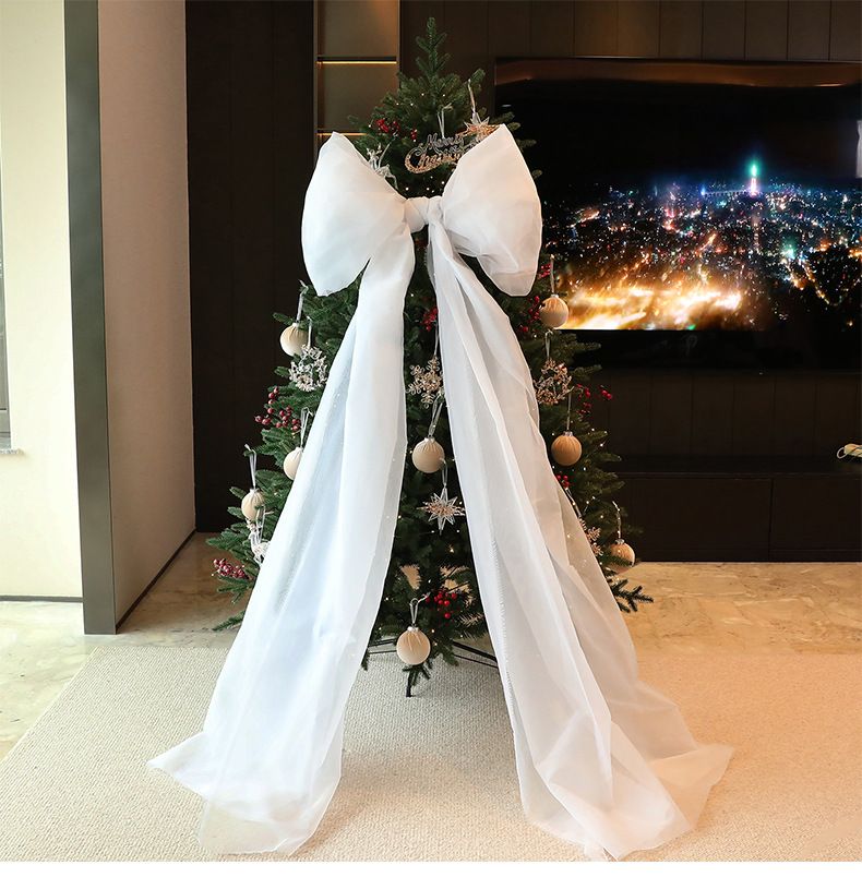 Albero di Natale in PE/PVC di alta qualità con fiocco decorativo – Albero artificiale floccato da 180 cm/210 cm/240 cm per decorazioni per la casa e l'hotel_voghion.com