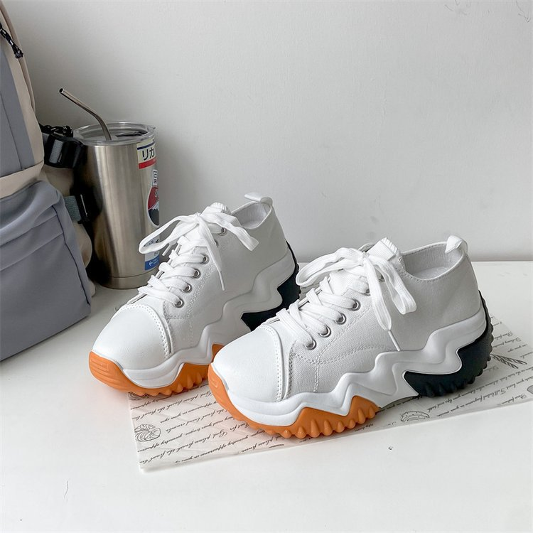 Thick-soled Low-cut Canvas Shoes Women's 23 Summer New Cross-border Foreign trade 43 large size breathable fashion lace-up casual old shoes_voghion.com