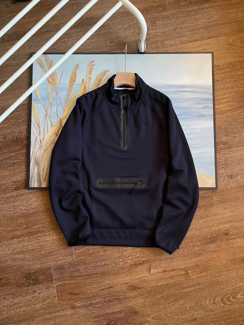 Felpa con cappuccio da uomo con mezza cerniera, sportiva e per il tempo libero, con collo alto, 998_voghion.com