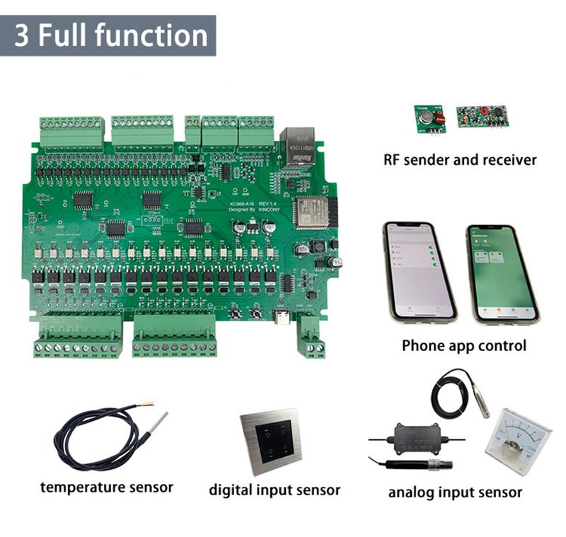 Kincony A16 Tasmota ESPhome Home Assistant Arduino IDE ESP32 Entwicklungsboard MQTT TCP Web HTTP Smart Switch Controller_voghion.com