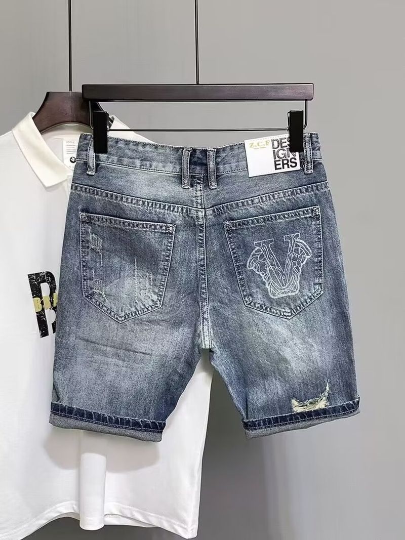 Männerkleeder Modesch Jeansshorts fir Männer, nei Summer-Shorts mat Lächer an engem All-Match-Lächer-Stil_voghion.com