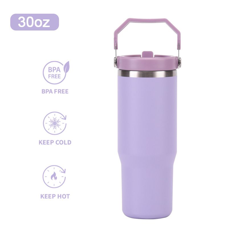 Thermos da 30 once Tazza portatile per auto Tazza per ghiaccio con cannuccia sottovuoto in acciaio inossidabile 304 Tazza termica portatile_voghion.com