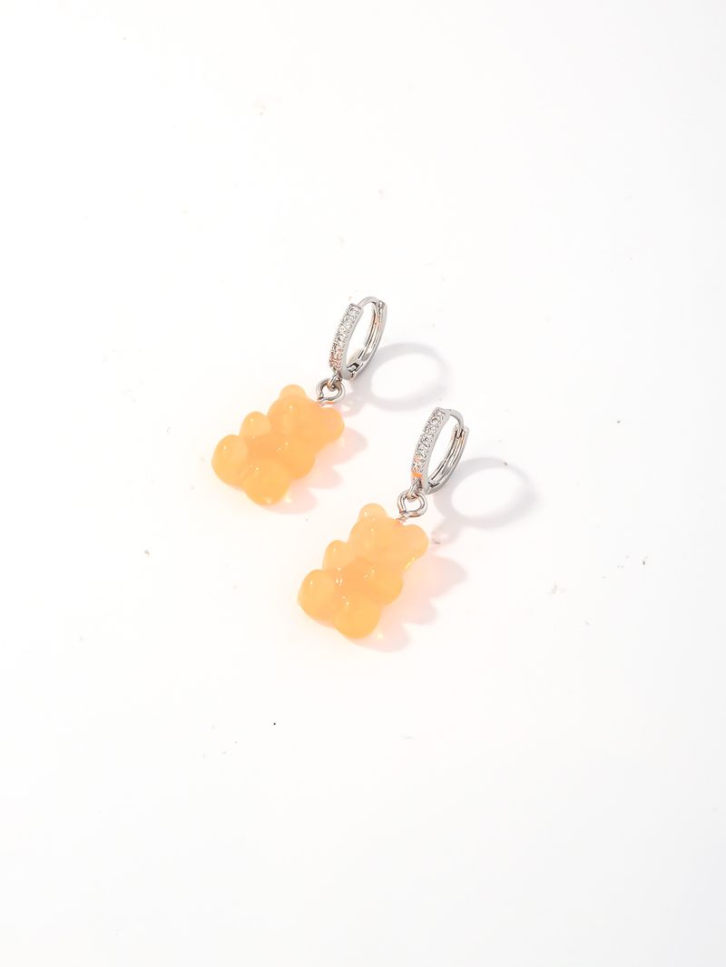 creatieve snoepkleur schattige beer zachte snoep oorbellen gepersonaliseerde acryl beer hanger oorbellen_voghion.com