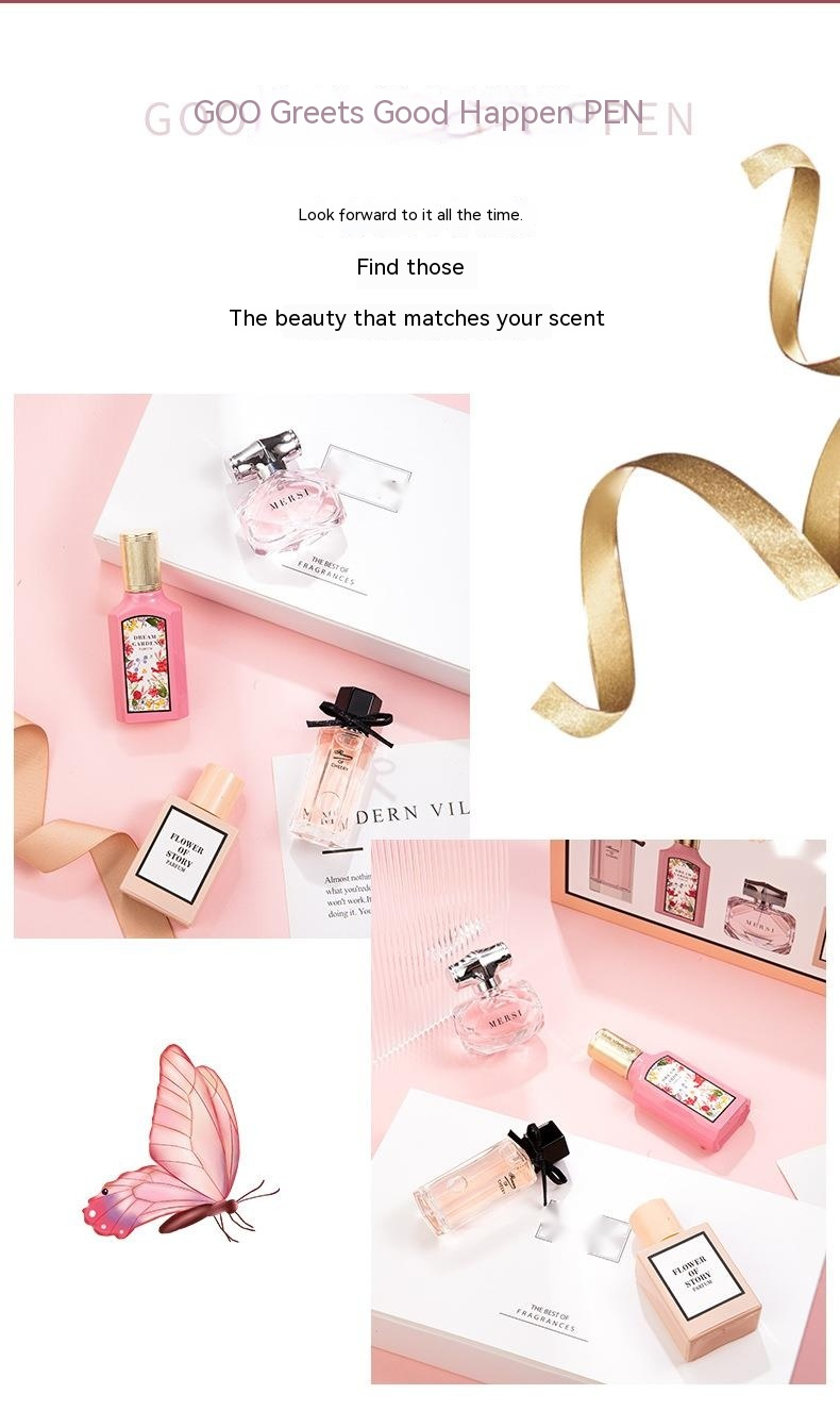 2024 Novo Perfume Feminino Conjunto de Quatro Peças Floral Blossom Caixa de Presente Fragrância Fragrância Fresca e Duradoura_voghion.com