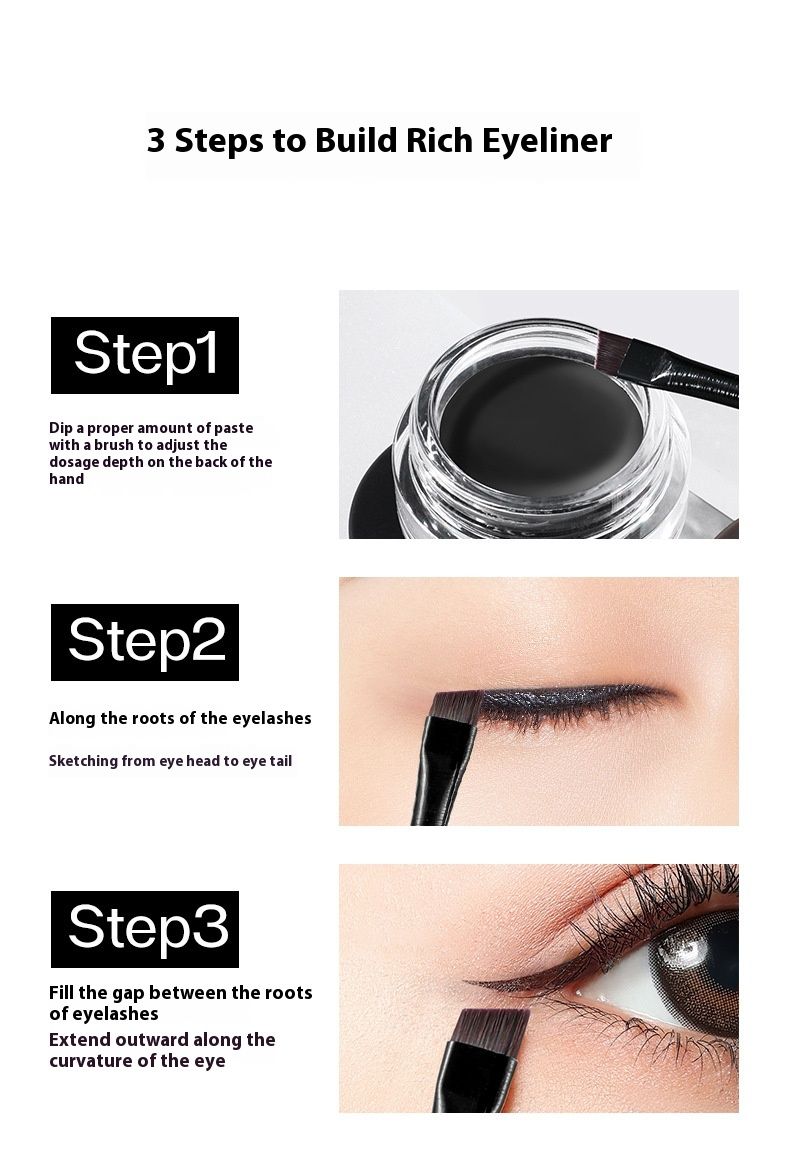 A. M. G Makeup Eyeliner in crema, setoso e liscio, illuminante per gli occhi, durevole, impermeabile, resistente al sudore, ad asciugatura rapida._voghion.com