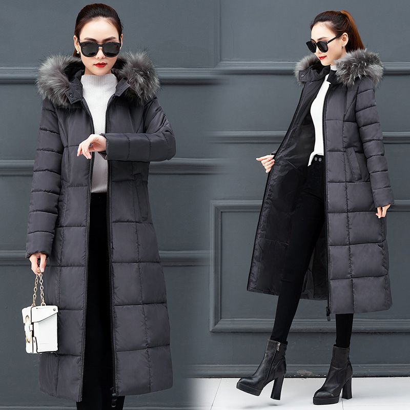 Women's Clothing Plus Size Long Puffer Coat With Faux Fur Hood - Korean Style Oversized Winter Jacket, Warm Thickened Down Alternative, Loose Fit_voghion.com