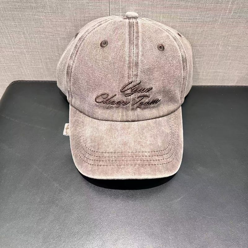 Buchstabenstickerei, gewaschener Baseball, Frühling/Sommer, großer Kopfumfang, trendige Denim-Entenschnabelkappe, breite Krempe_voghion.com