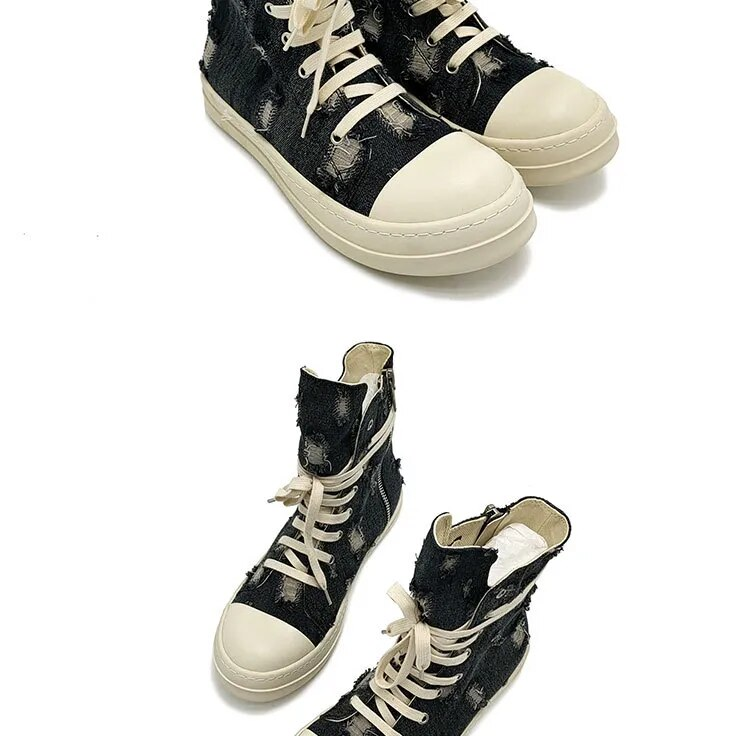 Baskets Rick pour hommes Owees Chaussures décontractées pour hommes Baskets pour femmes 2021 Chaussures en jean déchiré pour femmes Chaussures pour hommes Bottes pour femmes_voghion.com