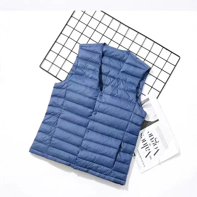Nuovo gilet in piuma d'anatra bianca autunno e inverno da uomo leggero con scollo a V, gilet termico senza colletto da uomo_voghion.com