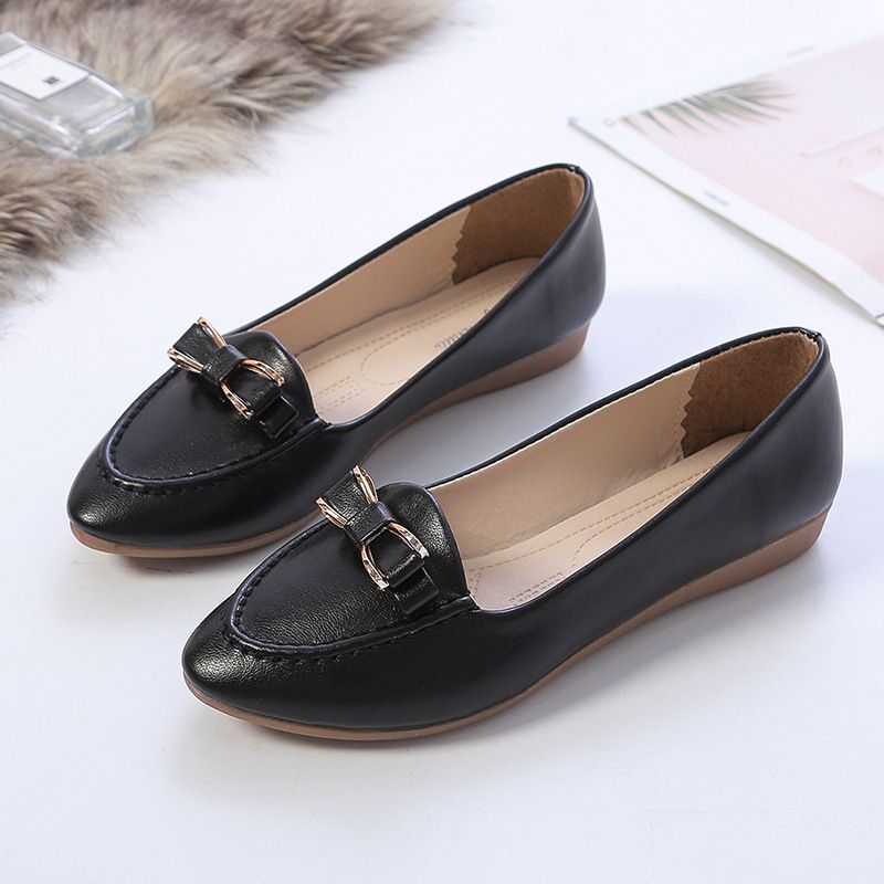2025 Spring Autumn Round Toe Solid Color SGS Daily Breathable Black Women's Viscose Shoes Low-top Loafers_voghion.com
