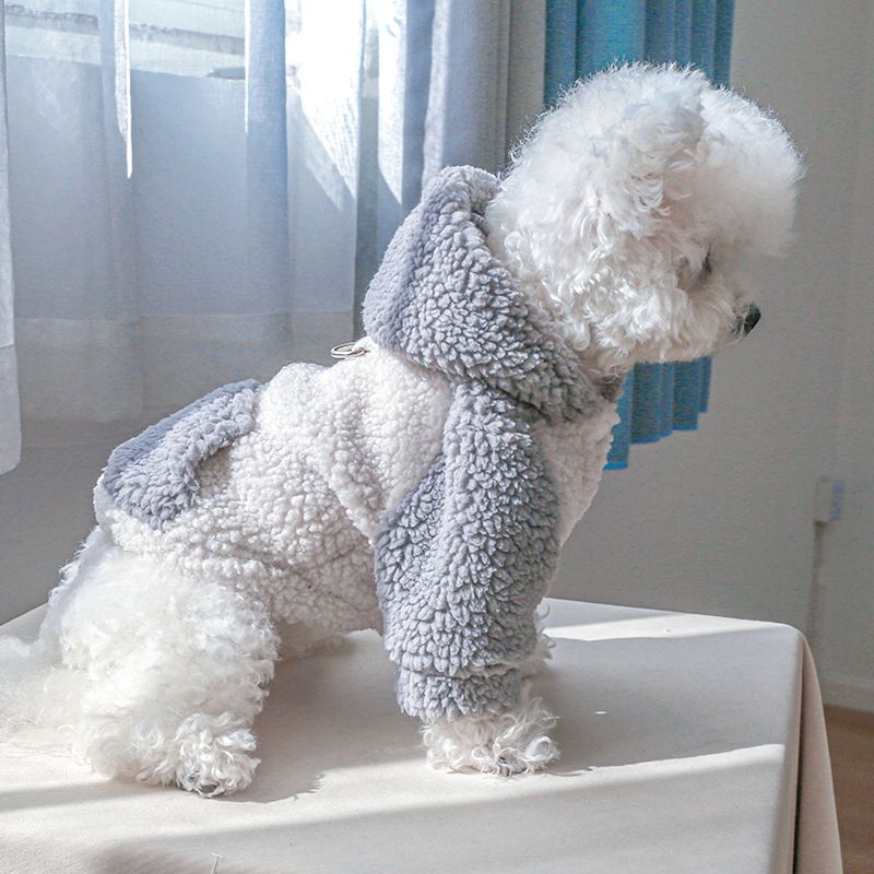 Pet Clothes Autumn and Winter New Warm Fleece Korean Style Sweater Warm Color Cold-resistant Lamb Fleece Traction Sweater_voghion.com