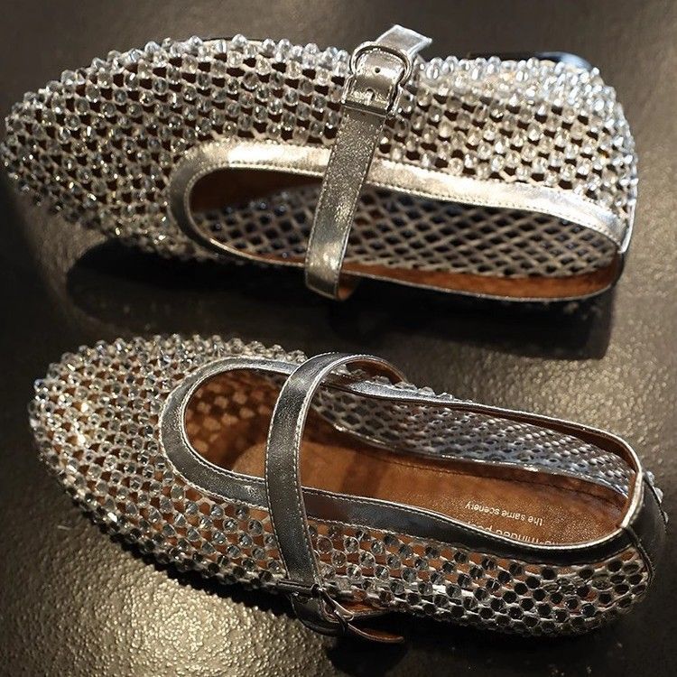 Scarpe Mary Jane con zeppa nascosta, traspiranti, con design a traforo e strass, nuove in stile estivo 2025, per donne minute_voghion.com