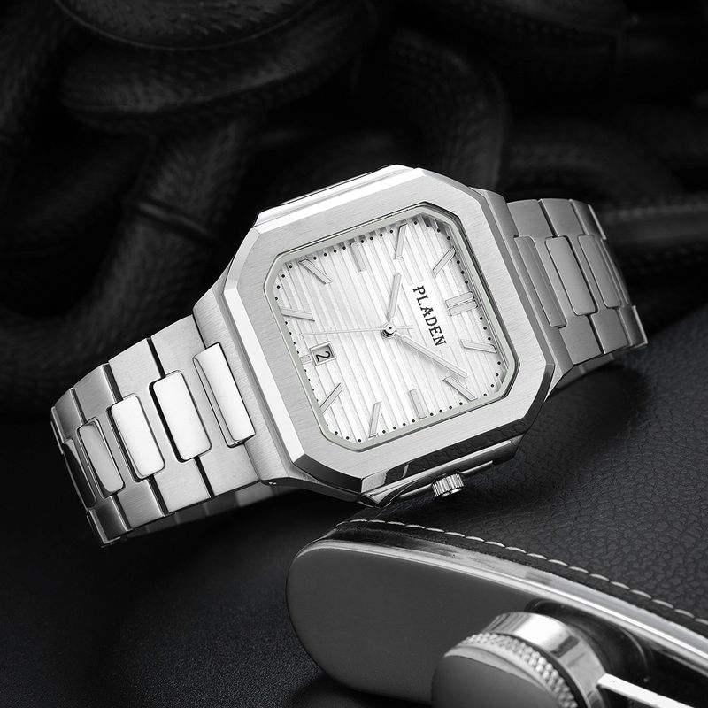PLADEN Brand Watch, Fashion Business Classic Square High Quality Luminous Stainless Steel Quartz Men's Watch_voghion.com