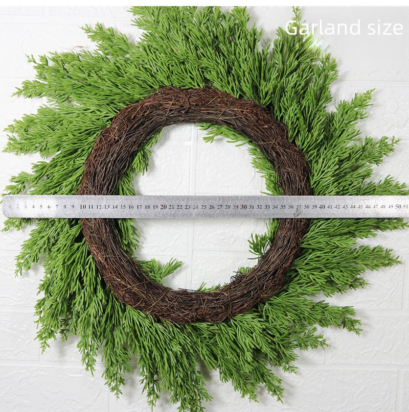 Meihui Christmas Green Pine Needle Wreath 50CM20 inch Christmas Wreath Natural Rattan Wreath Holiday Front Door Decoration Wall Decoration_voghion.com