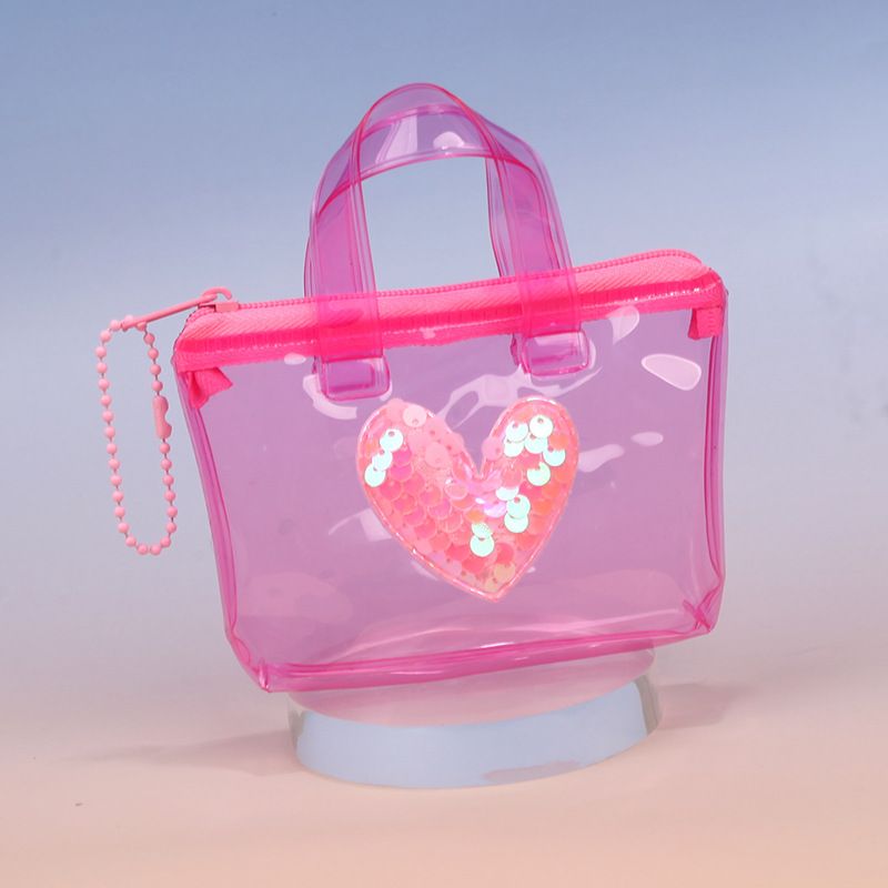 Borsa portamonete portatile piccola con paillettes a forma di cuore, in gelatina trasparente, con mini contenitore per auricolari, ciondolo, macchina per artigli, regalo_voghion.com