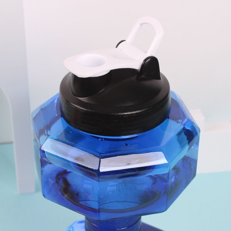 Dumbbell fitness creative outdoor portable kettle plastic 2.6L dumbbell sports space kettle direct drinking handle lid cup_voghion.com