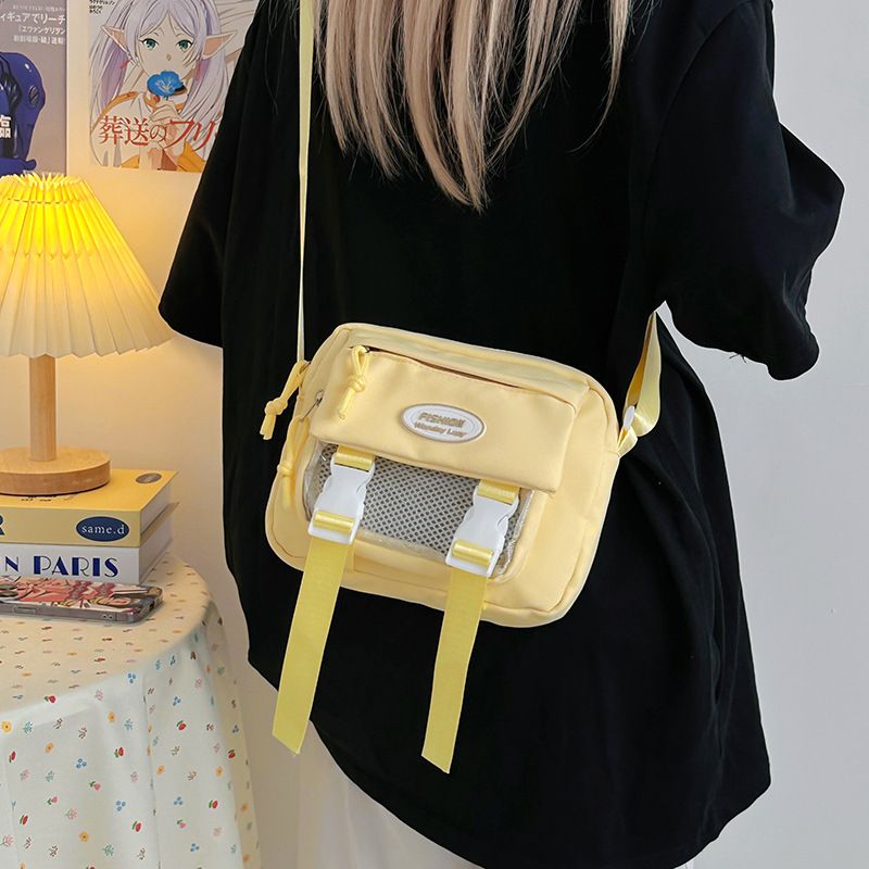 Borsa a tracolla in stile anime, stile college, grande capacità, versatile, piccola, quadrata, per ragazze dolci_voghion.com