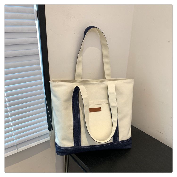 Umhängetaschen für Damen, Canvas-Tragetasche, trendige Unterarmtasche mit Farbblockierung, modische Pendler-Umhängetasche mit großem Fassungsvermögen_voghion.com