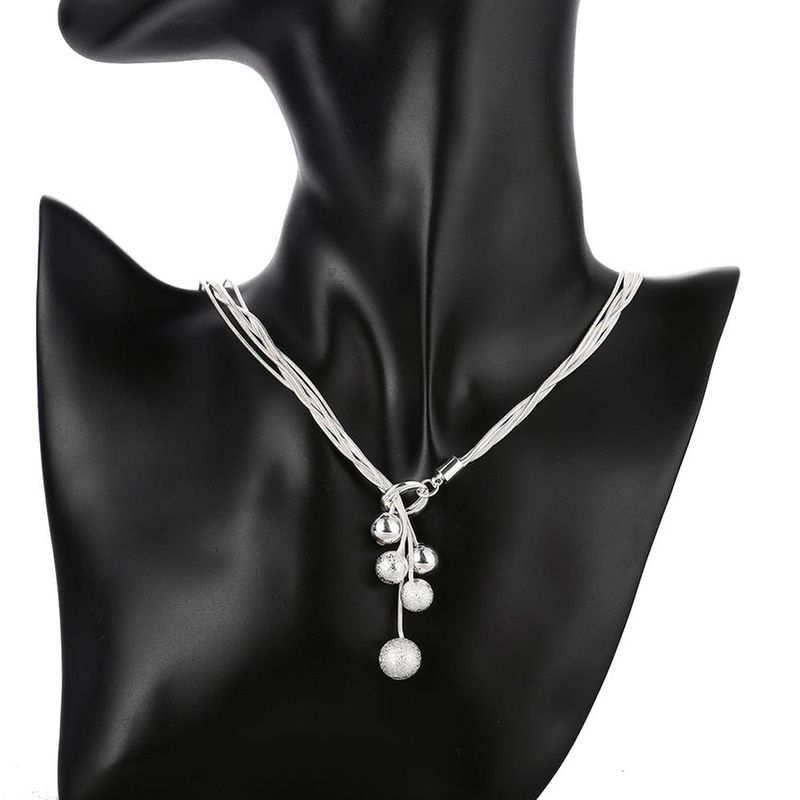 2025 Women Fashion Sterg Sier charm Smooth Beads Necklace For Women Fashion Party Wedding Accessories Jewelry Christmas Gifts_voghion.com