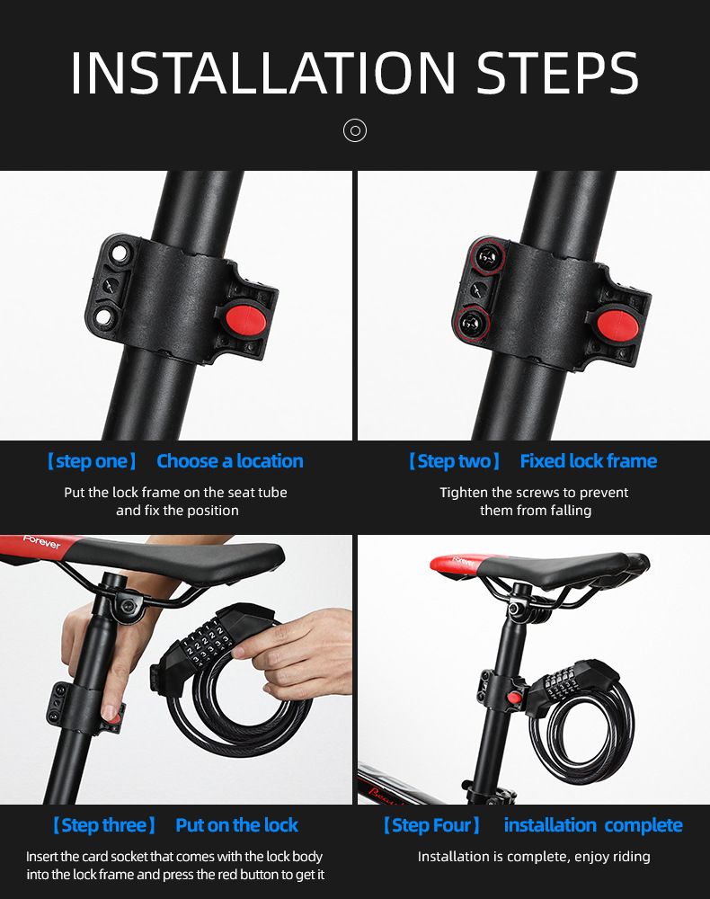 lucchetto a combinazione antifurto per bicicletta lucchetto per bicicletta a cinque cifre portatile cavo in acciaio audace e longevo con staffa lucchetto per auto_voghion.com