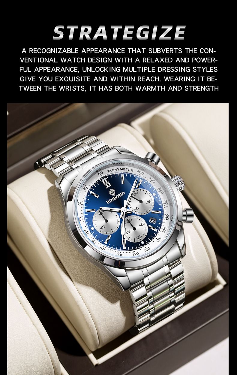 BINBOND Luxury Men Quartz Watches Stainless Steel Waterproof Luminous Automatic Date Wristwatch Fashion Business Timer Men Watch_voghion.com