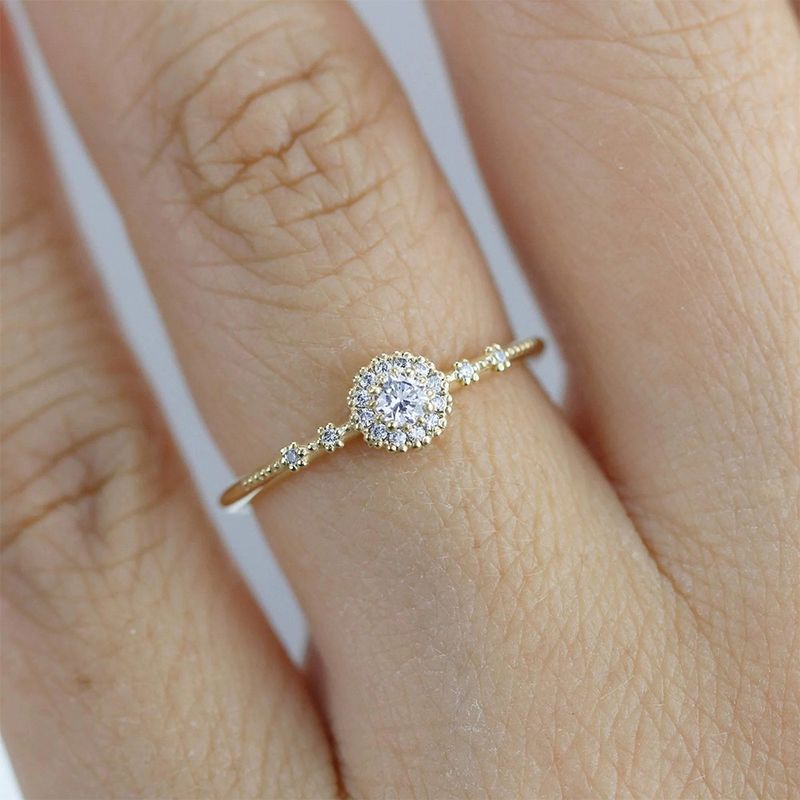 Mode CANNER vergulding Klassieke dames Fijne sieraden Verlovingsringen Sterg Sier Ring met ronde zirkoon voor vrouwen_voghion.com