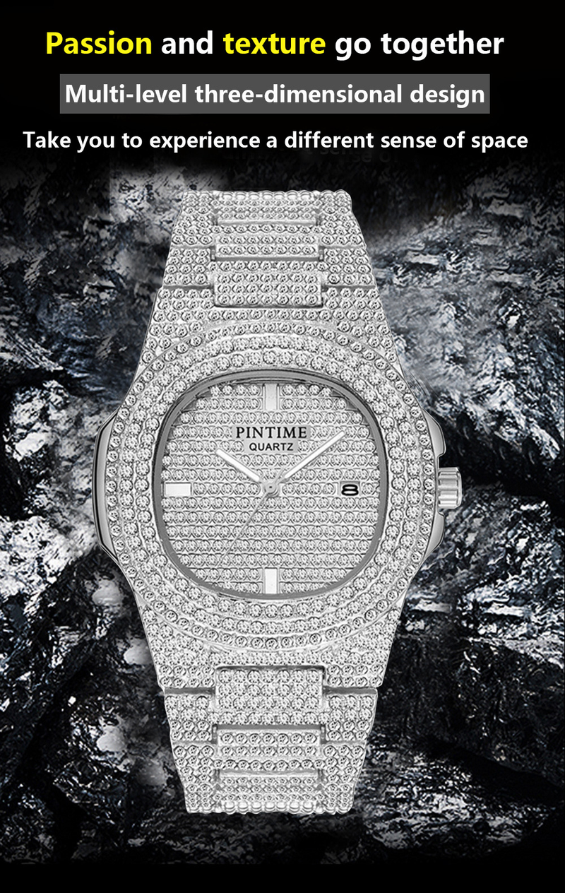Stahlbanduhr Patek Diamantbesetzte Gypsophila Herren- und Damenuhren Kalender Quarzuhren Europäische und amerikanische beliebte Uhren Großhandel_voghion.com