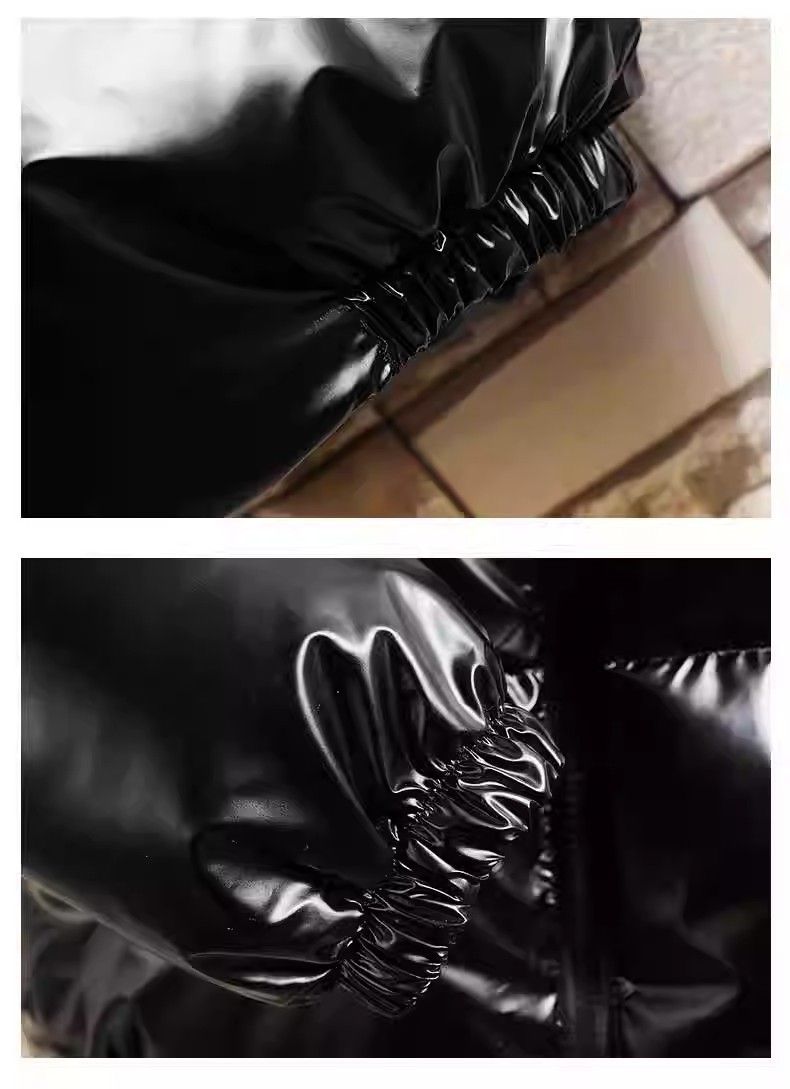 Men's Solid Color Shiny Cotton Coat Trend Reflective Loose Zipper Hooded Thickened Cotton Coat_voghion.com