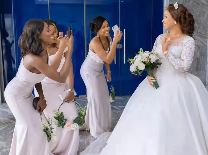 Elegant Long Sleeve Wedding Dress With Cathedral Train – Luxurious Ball Gown For Brides, Plus Size Options Available_voghion.com