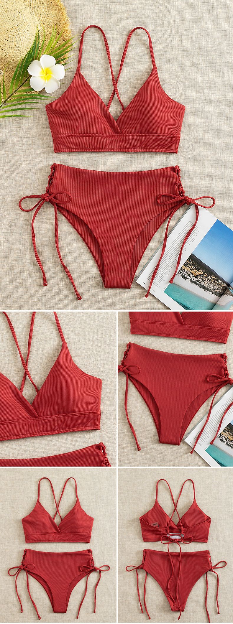 Maillot de bain deux pièces noué, nouveau style 2025, pour femmes, bikini sexy haut de gamme_voghion.com