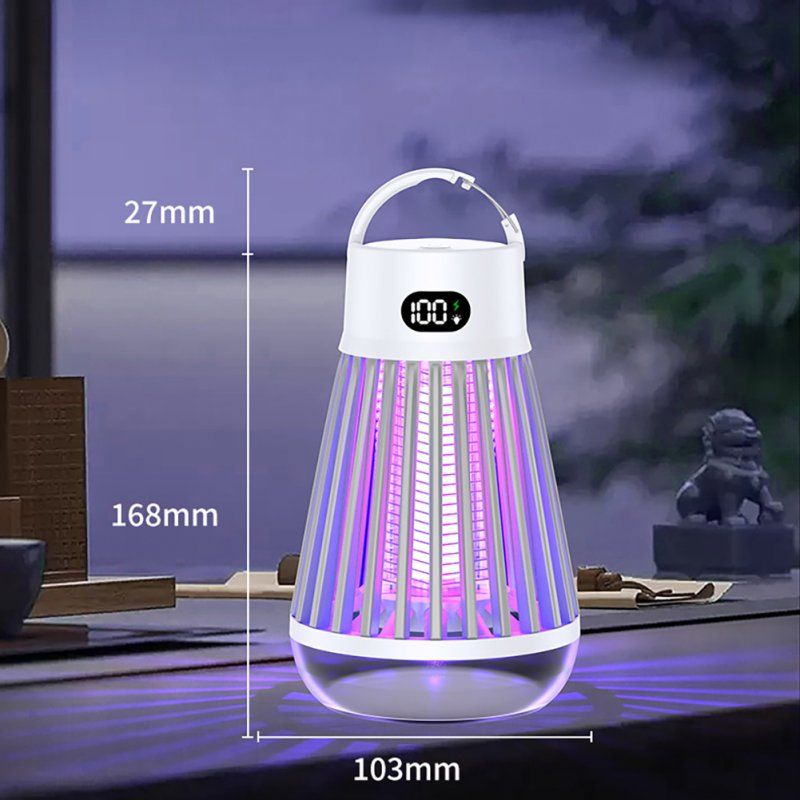 USB Bug Zapper, Mosquito Killer Lamp, Portable Hanging Loop Bug Zapper, IPX5 Waterproof, 2000mAh Fly Zapper For Summer Trip, Outdoor Camping Black_voghion.com