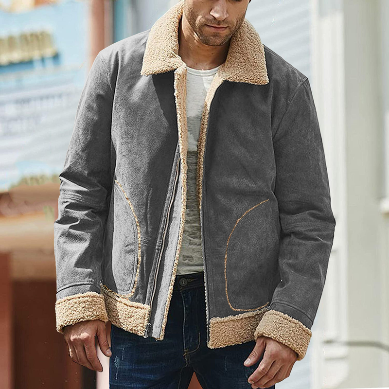 men's large size frosted velvet composite coat thick coat fur integrated_voghion.com